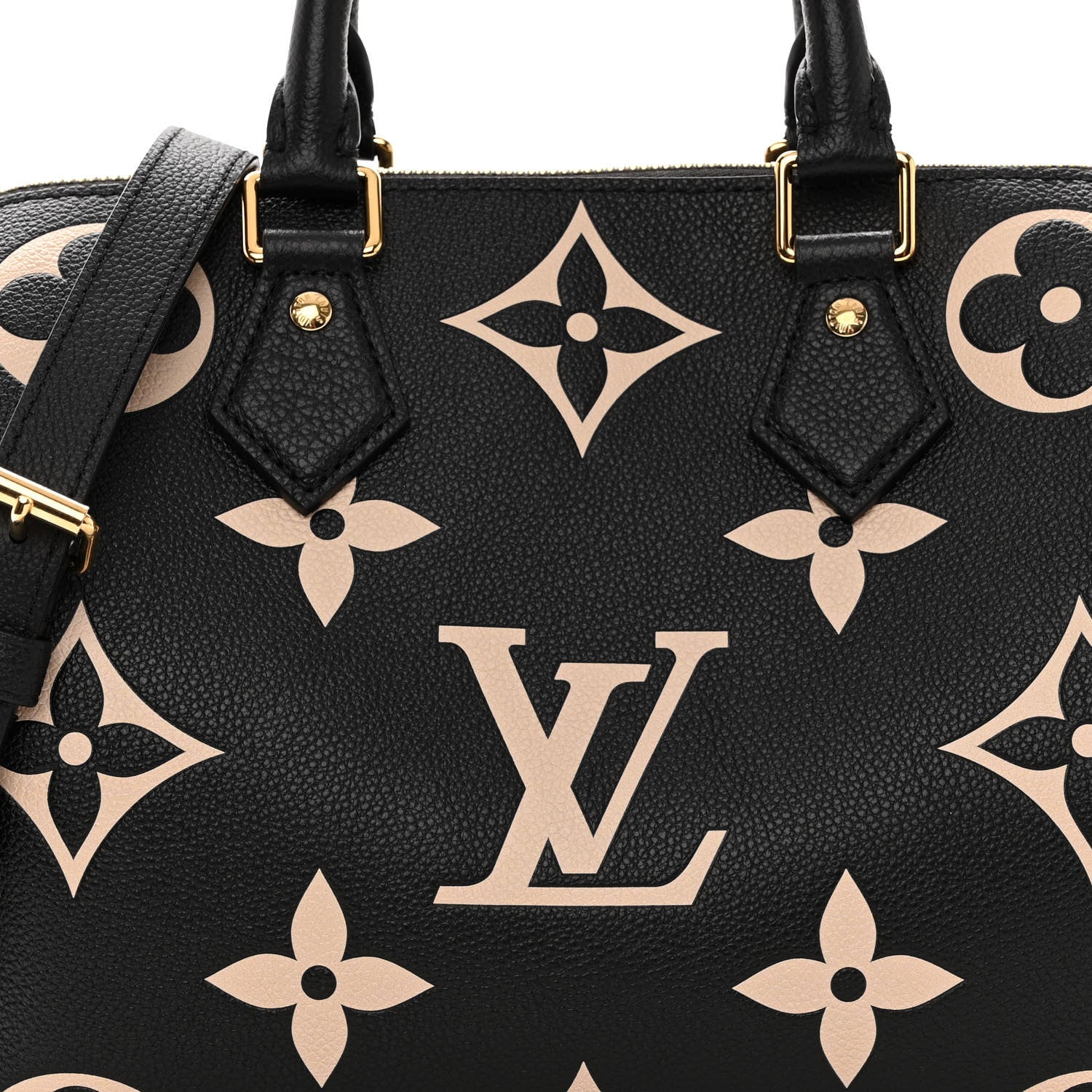 Louis Vuitton Empreinte Monogram Giant Speedy Bandouliere 25 Black Beige 7 of 9