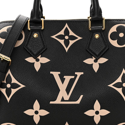 Louis Vuitton Empreinte Monogram Giant Speedy Bandouliere 25 Black Beige 7 of 9