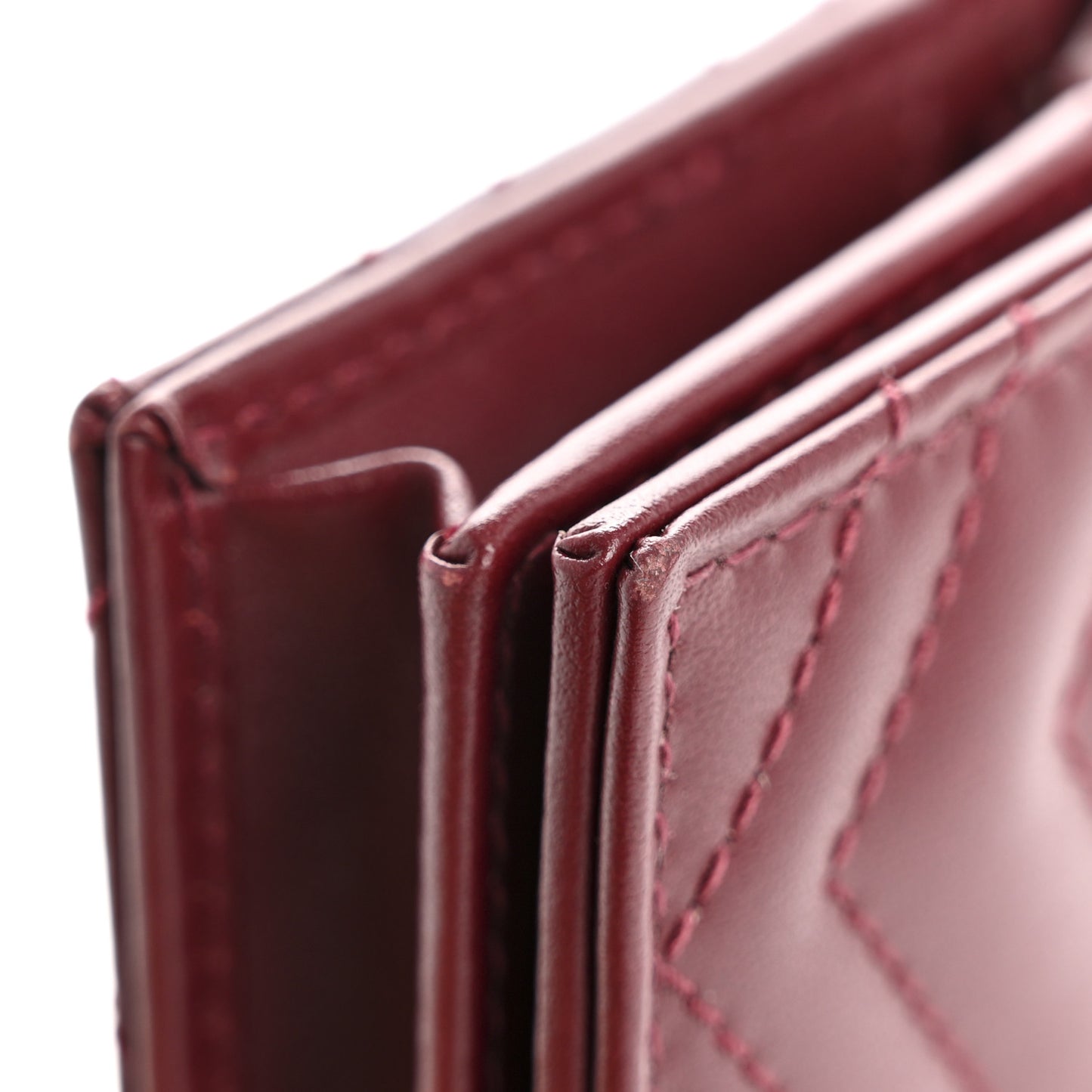 Calfskin Matelasse GG Marmont Card Case Wallet Rosso Ancora
