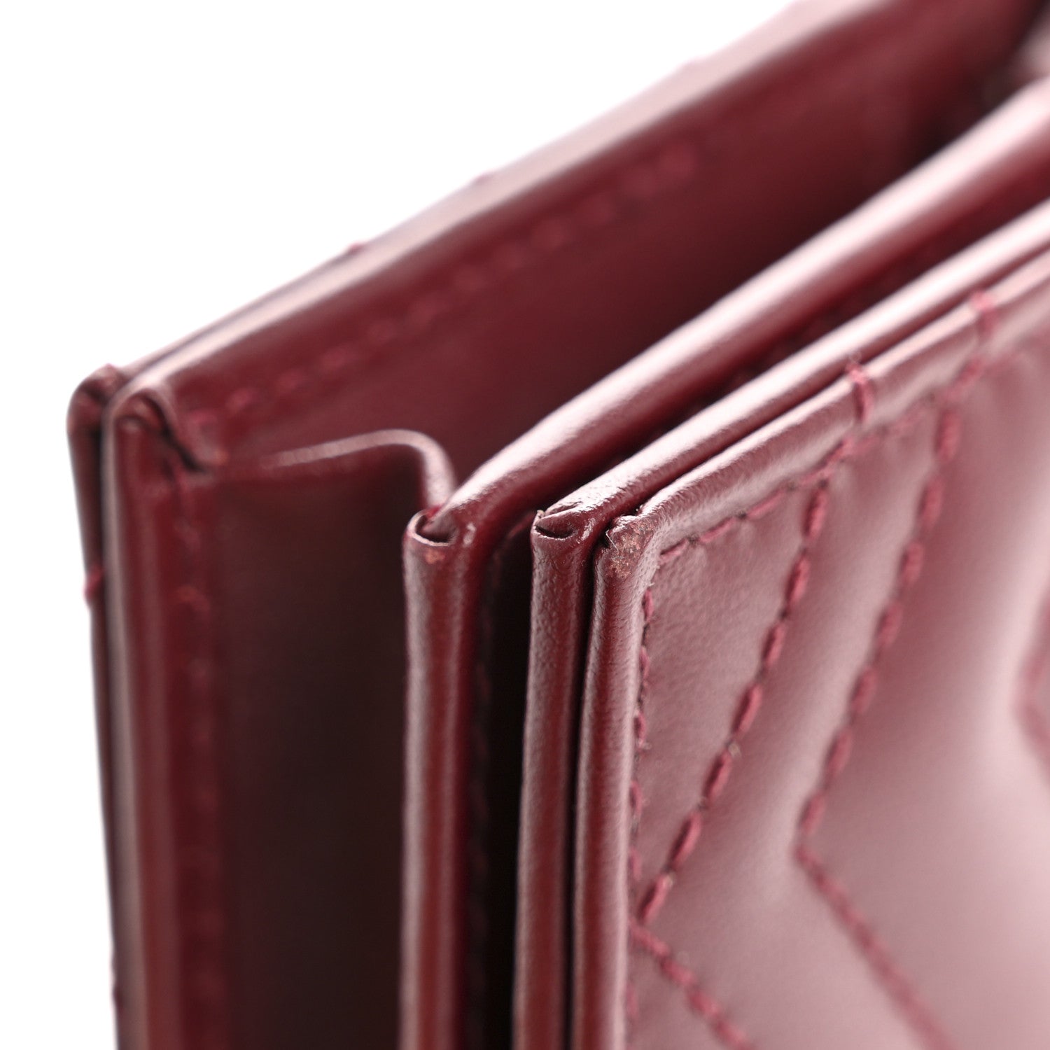 Gucci Calfskin Matelasse GG Marmont Card Case Wallet Rosso Ancora 9 of 10