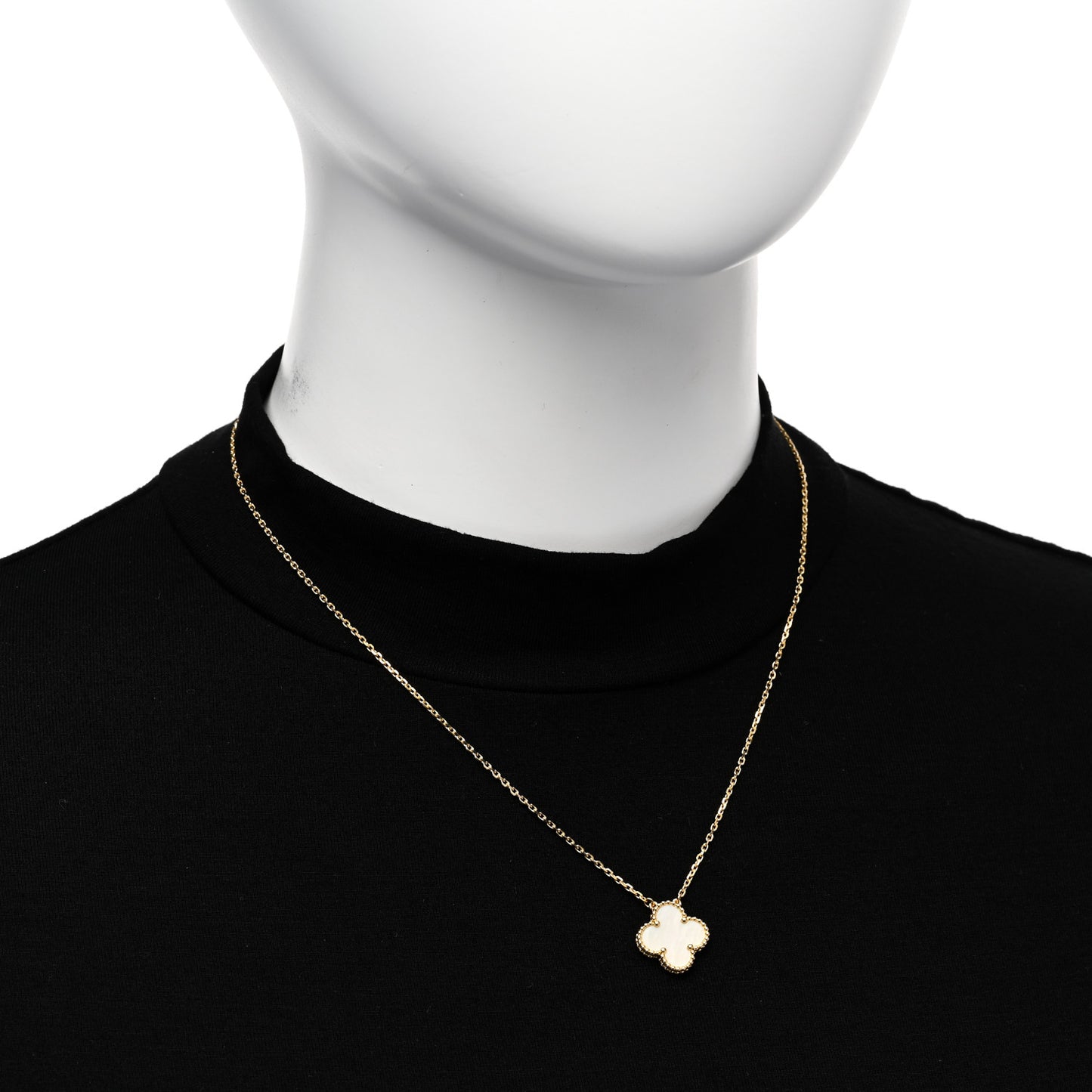 18K Yellow Gold Mother of Pearl Vintage Alhambra Pendant Necklace