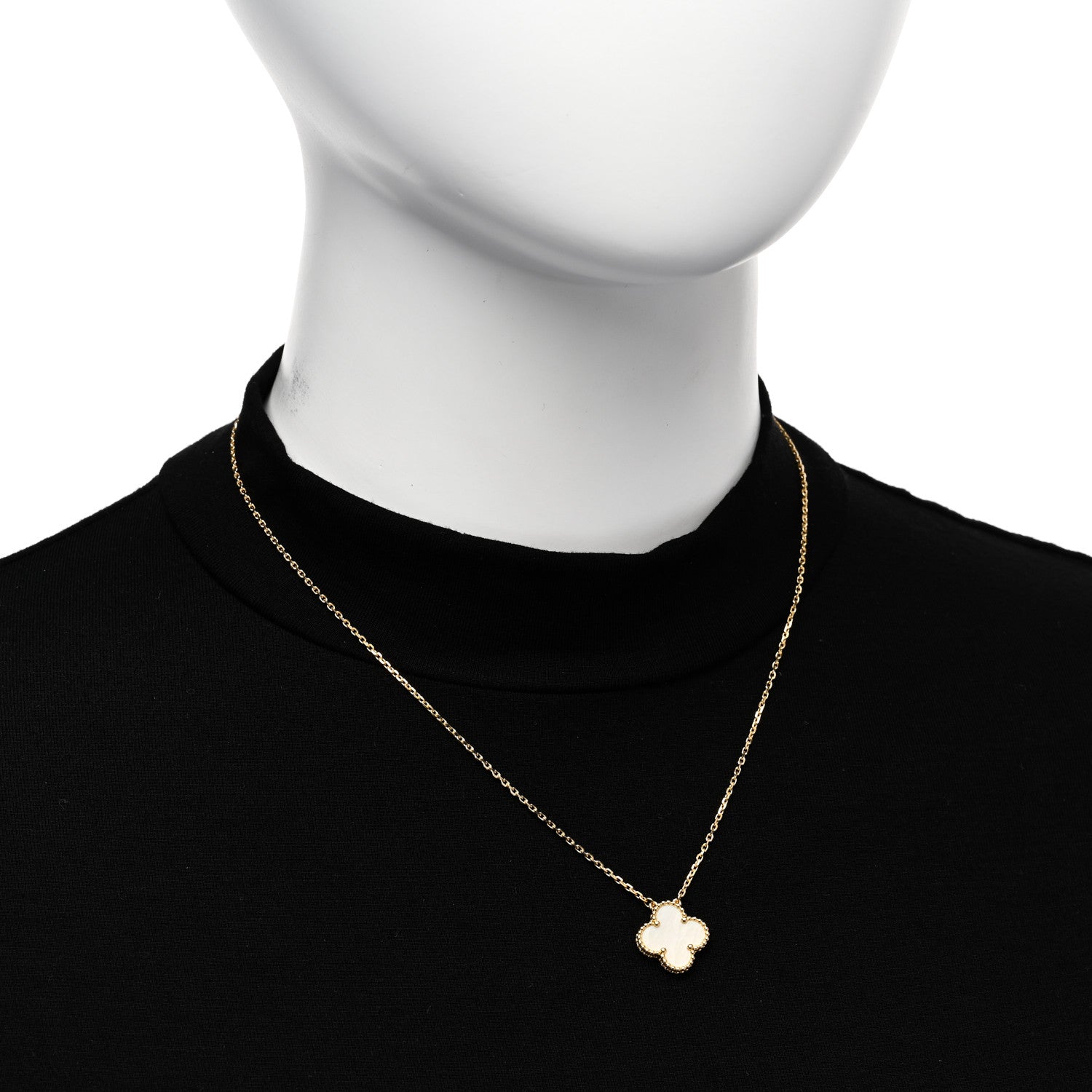 Van Cleef & Arpels 18K Yellow Gold Mother of Pearl Vintage Alhambra Pendant Necklace 2 of 5