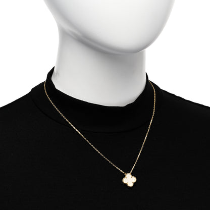 Van Cleef & Arpels 18K Yellow Gold Mother of Pearl Vintage Alhambra Pendant Necklace 2 of 5