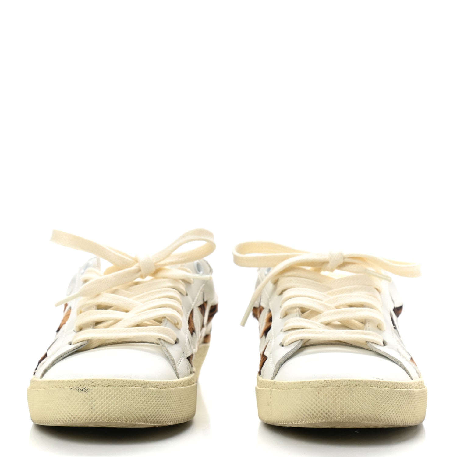 Saint Laurent Calfskin Pony Hair Star Court Sneakers 36 White 2 of 9