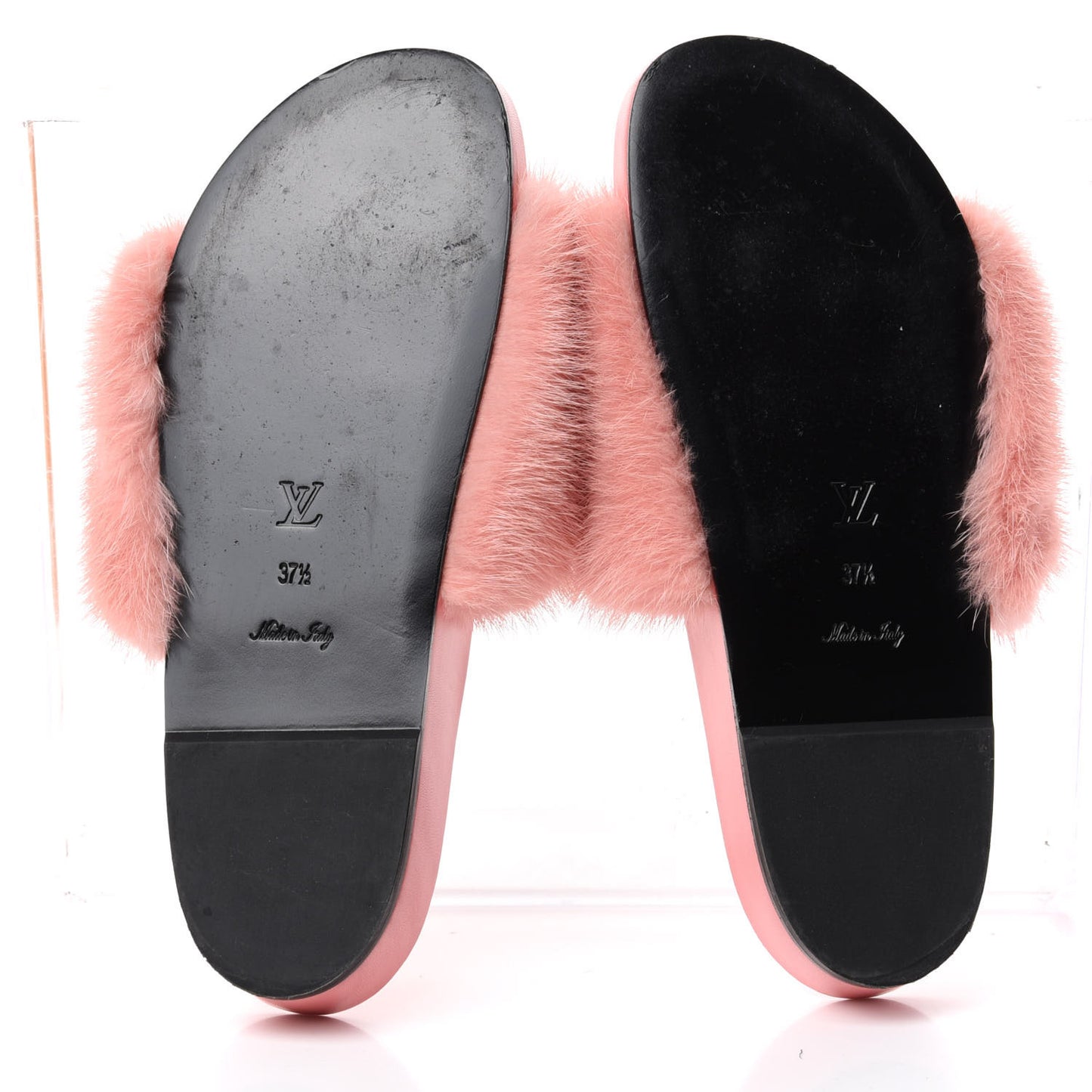Mink Fur Bom Dia Flat Mules 37.5 Pink