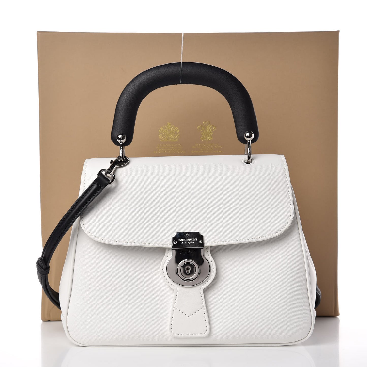 Trench Calfskin Medium DK88 Top Handle Bag Chalk White