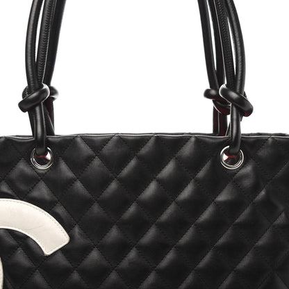 Chanel Calfskin Quilted Large Cambon Tote Black White 15 of 17