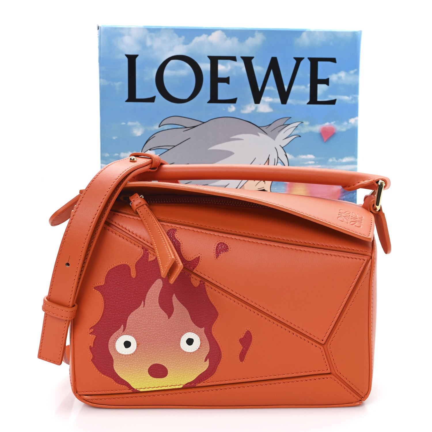 Loewe X HOWLS MOVING CASTLE Satin Calfskin Small Calcifer Puzzle Orange 10 of 10