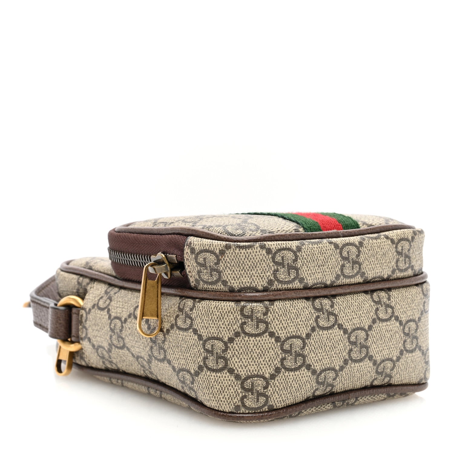Gucci GG Supreme Monogram Web Mini Ophidia Double Zip Messenger Bag Beige New Acero 4 of 11
