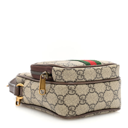 Gucci GG Supreme Monogram Web Mini Ophidia Double Zip Messenger Bag Beige New Acero 4 of 11
