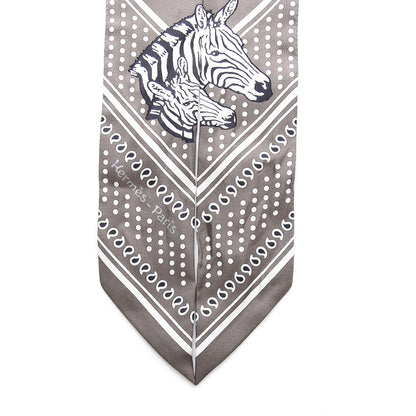 Hermes Silk Les Zebres Twilly Gris Taupe Black White 2 of 4