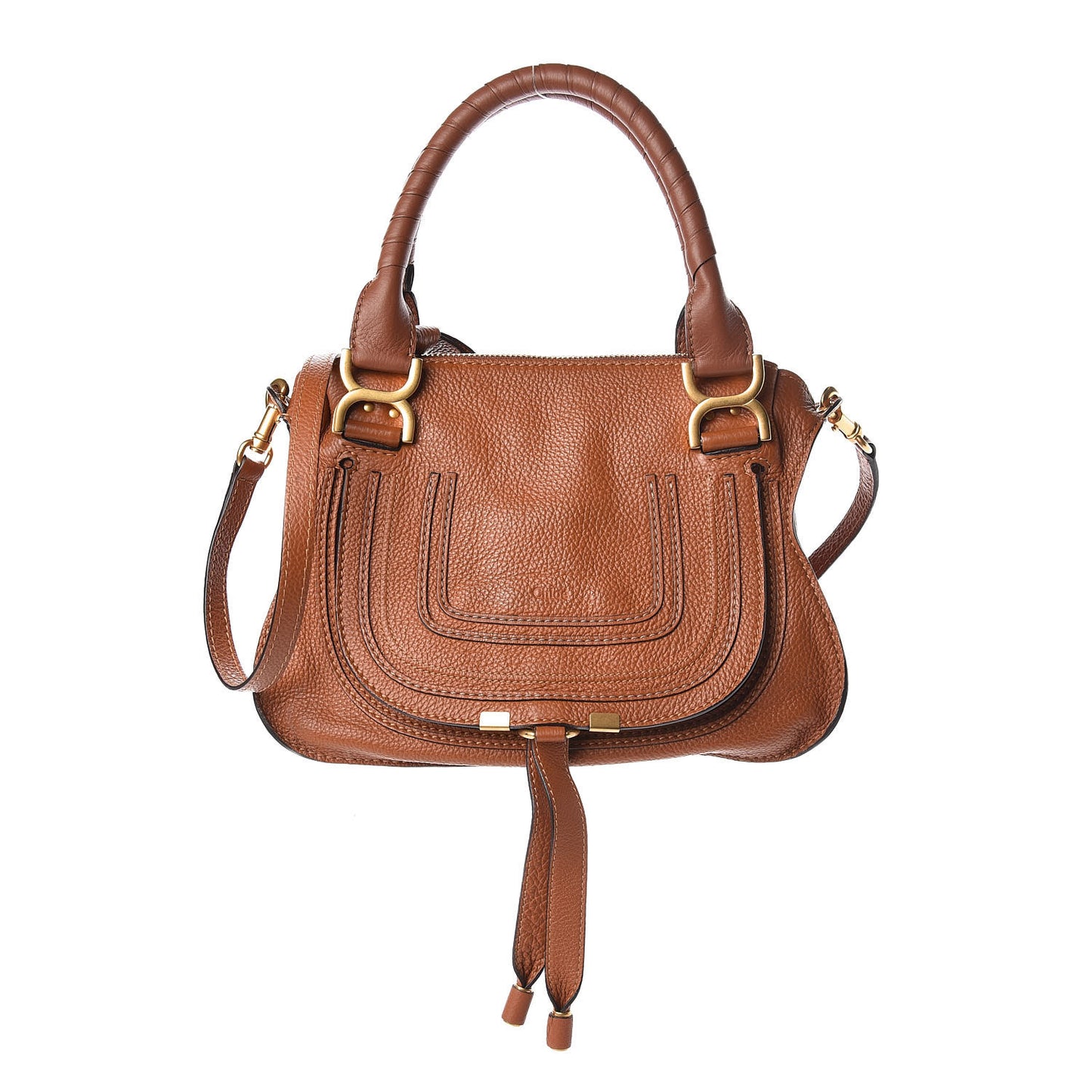 Calfskin Small Marcie Satchel Tan