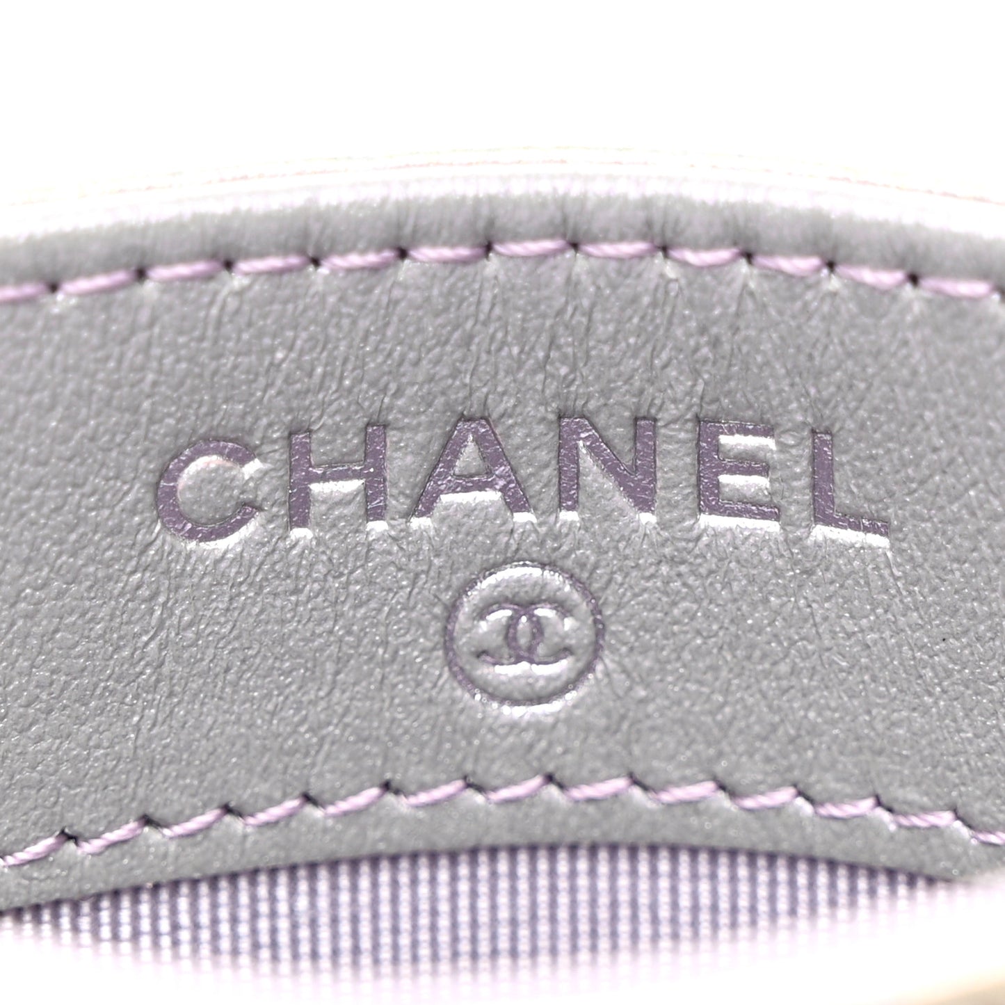 Iridescent Calfskin Quilted Card Holder Light Purple