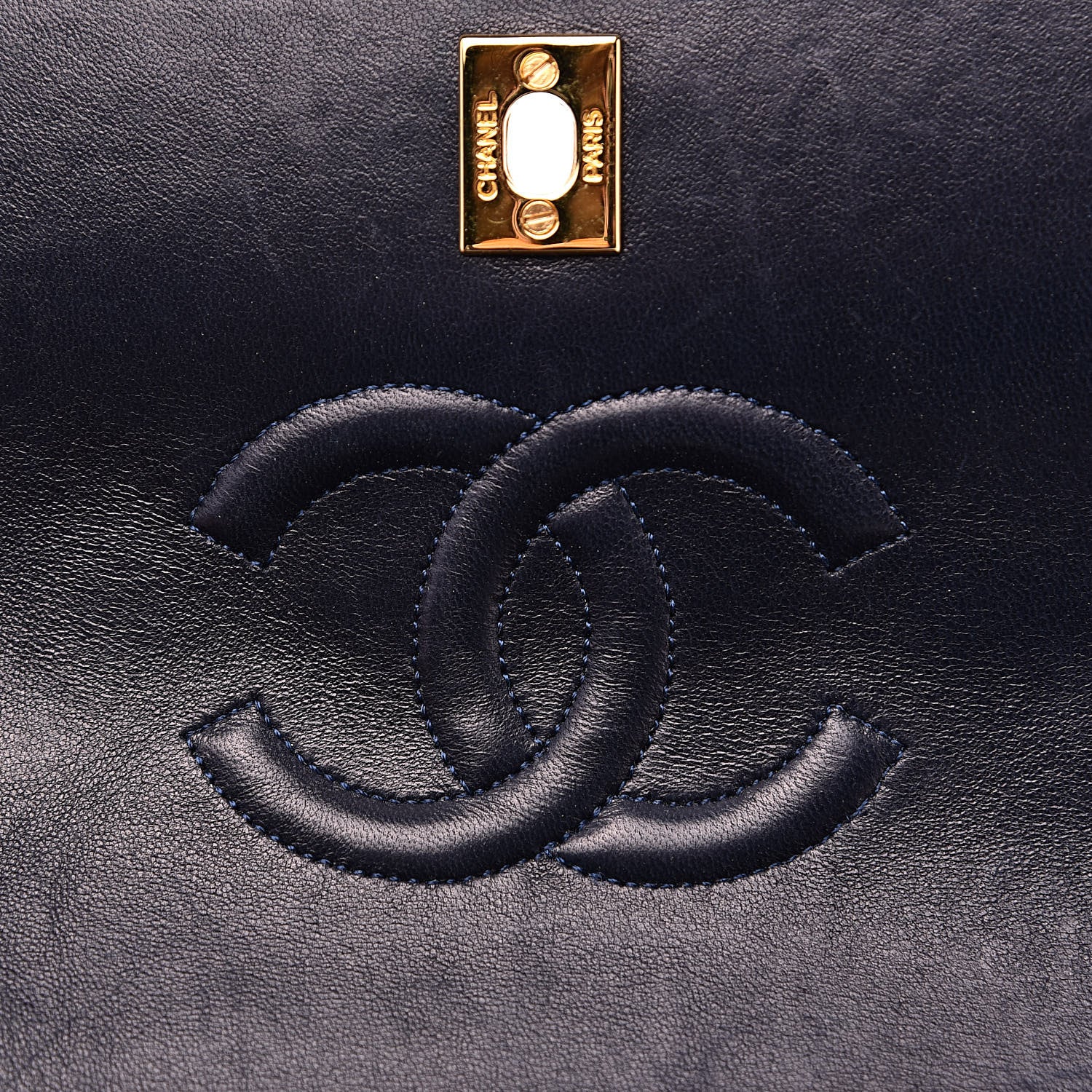 Chanel Lambskin Quilted Medium Single Flap Navy Blue 14 of 16