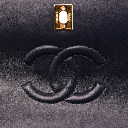Chanel Lambskin Quilted Medium Single Flap Navy Blue 14 of 16