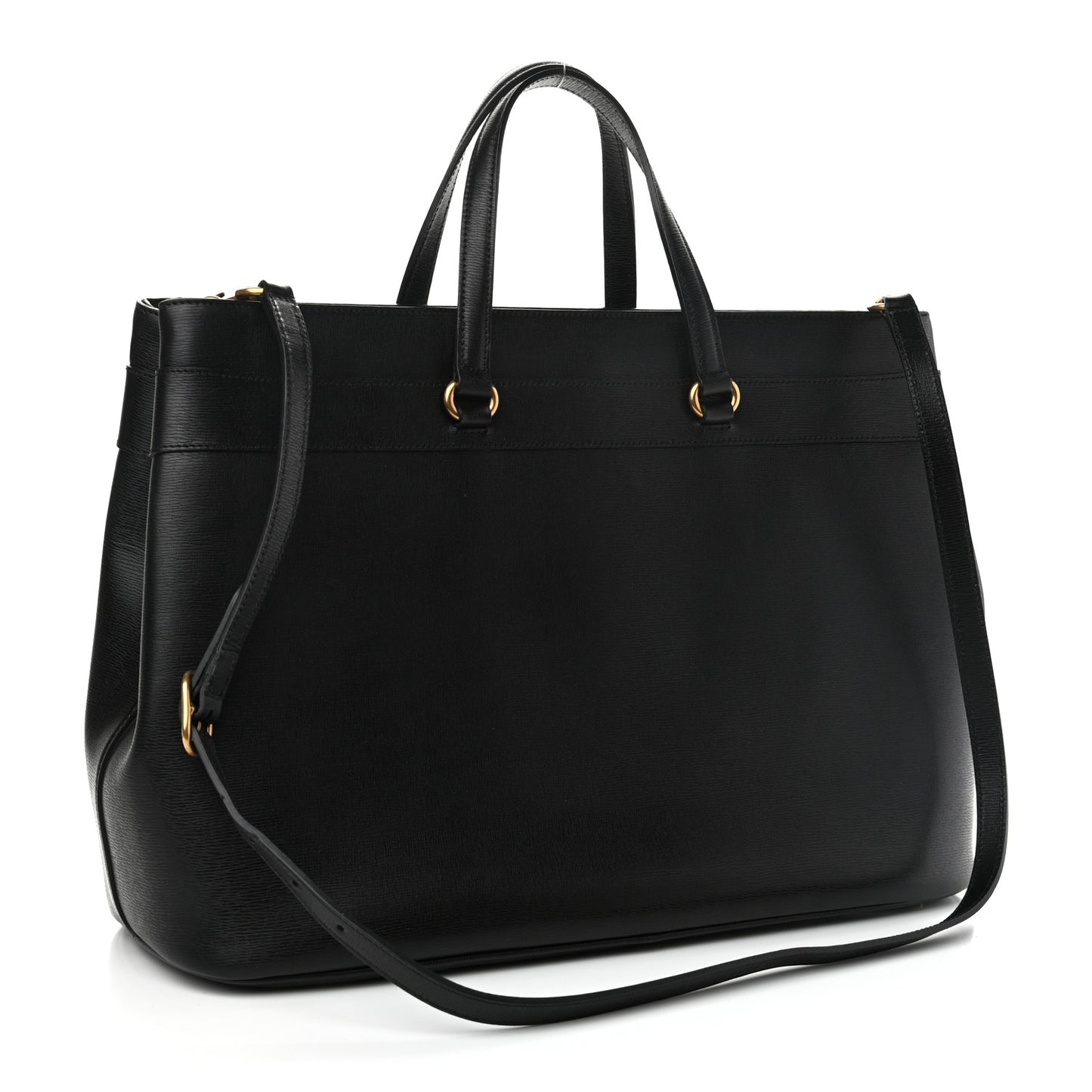 Textured Calfskin Large Bright Bit Tote Black