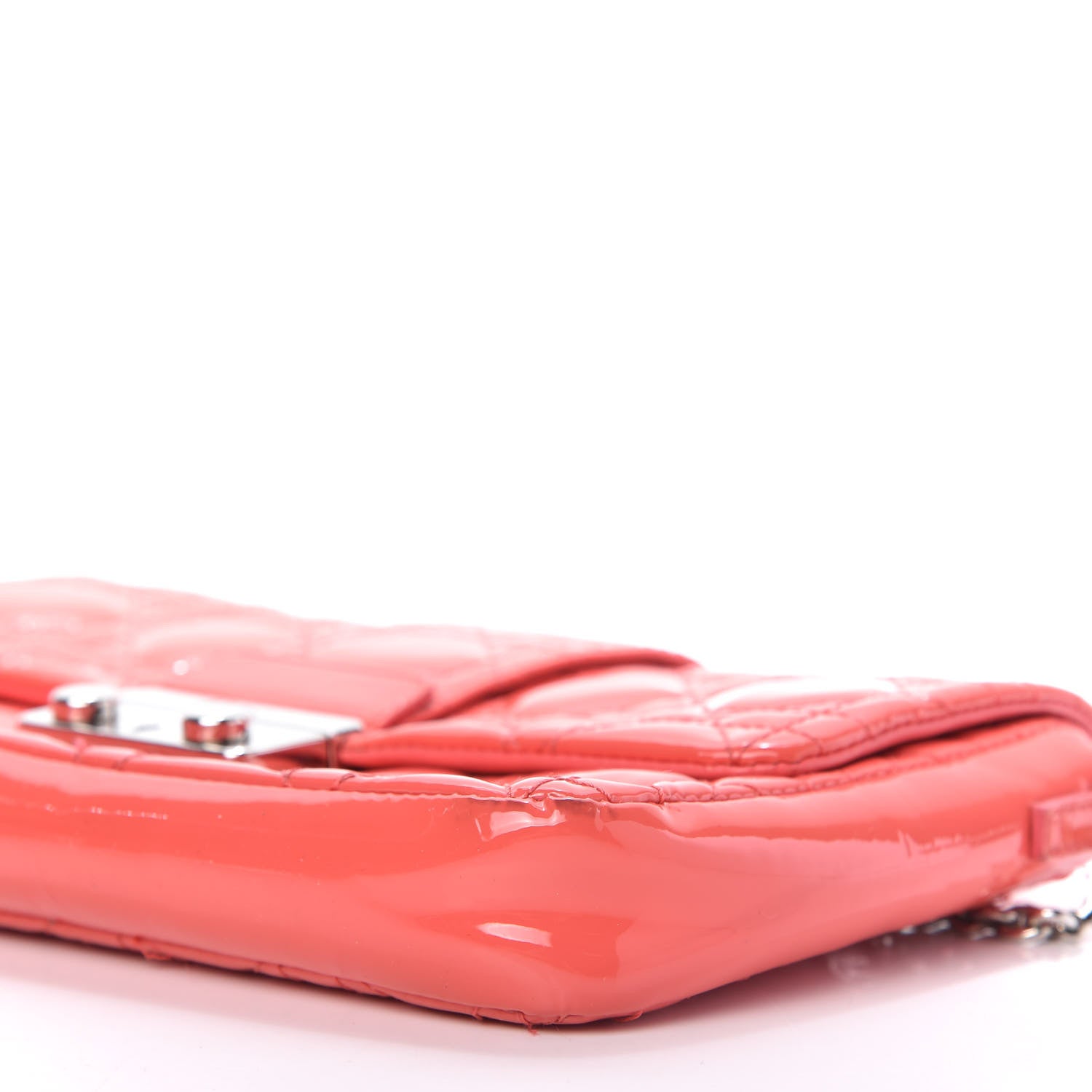 Christian Dior Patent Cannage New Lock Pouch Coral 7 of 9