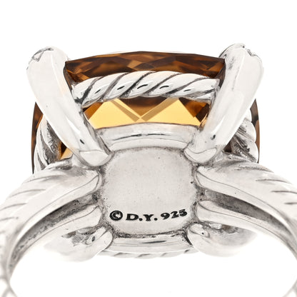 David Yurman Sterling Silver Diamond Citrine 14mm Chatelaine Ring 54 7 4 of 4
