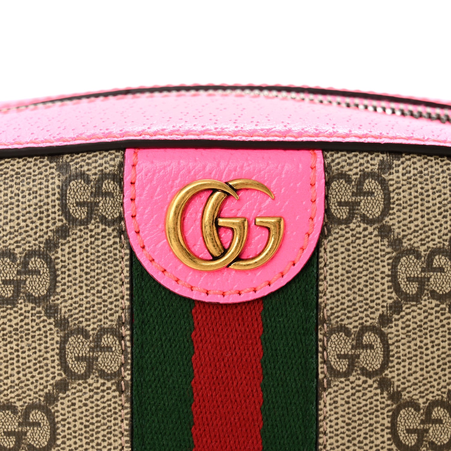 Gucci GG Supreme Monogram Textured Dollar Calfskin Web Ophidia Small Crossbody Bag Beige Ebony Fuchsia 12 of 13