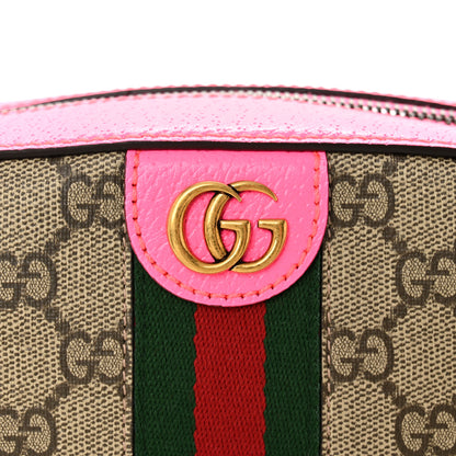 Gucci GG Supreme Monogram Textured Dollar Calfskin Web Ophidia Small Crossbody Bag Beige Ebony Fuchsia 12 of 13