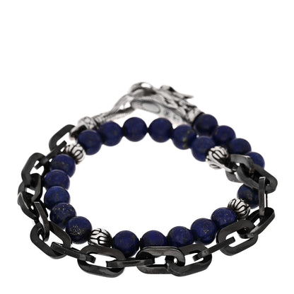 John Hardy Sterling Silver Stainless Steel Lapis Lazuli Naga Bead Wrap Bracelet 1 of 3