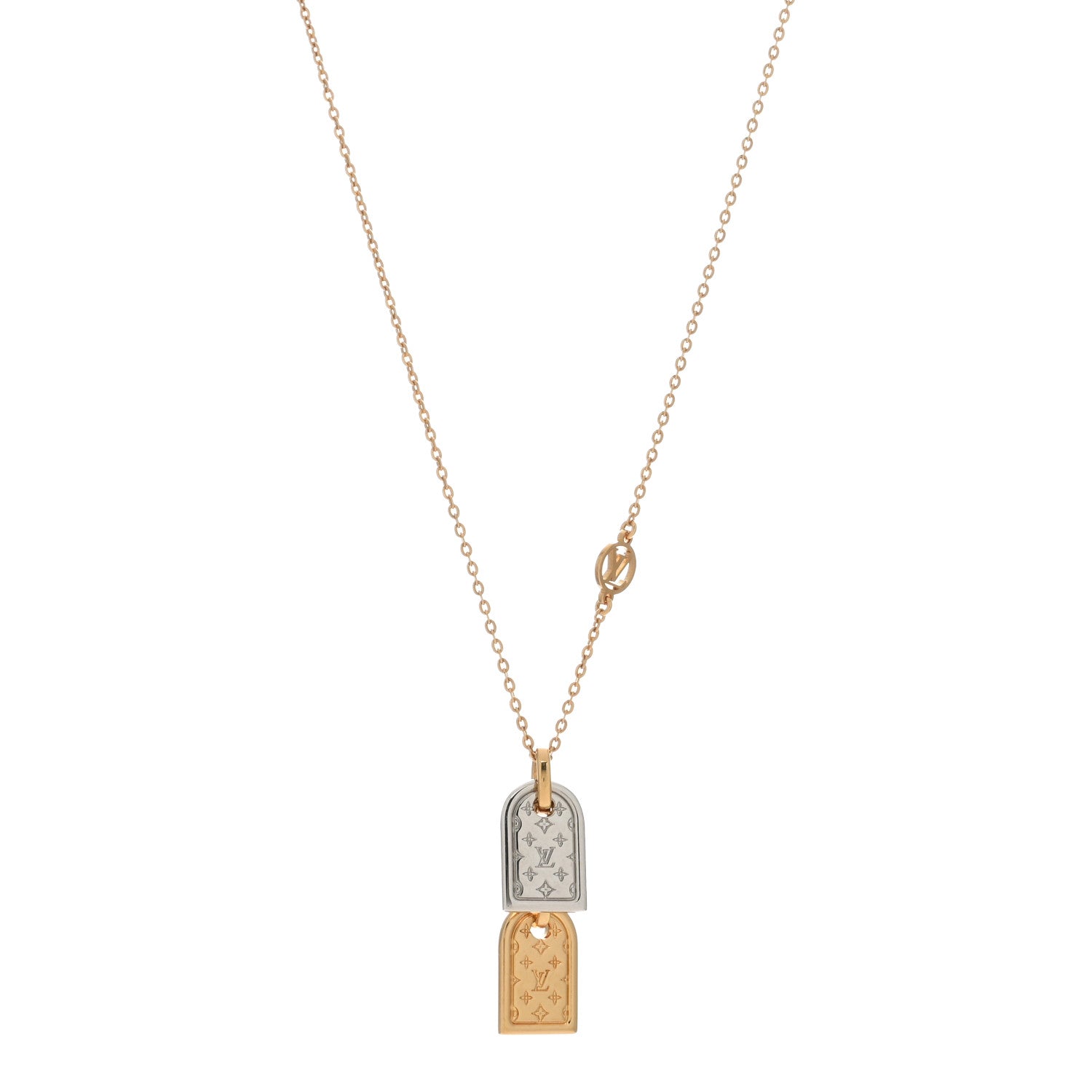 Louis Vuitton Nanogram Name Tag Necklace Gold 1 of 3