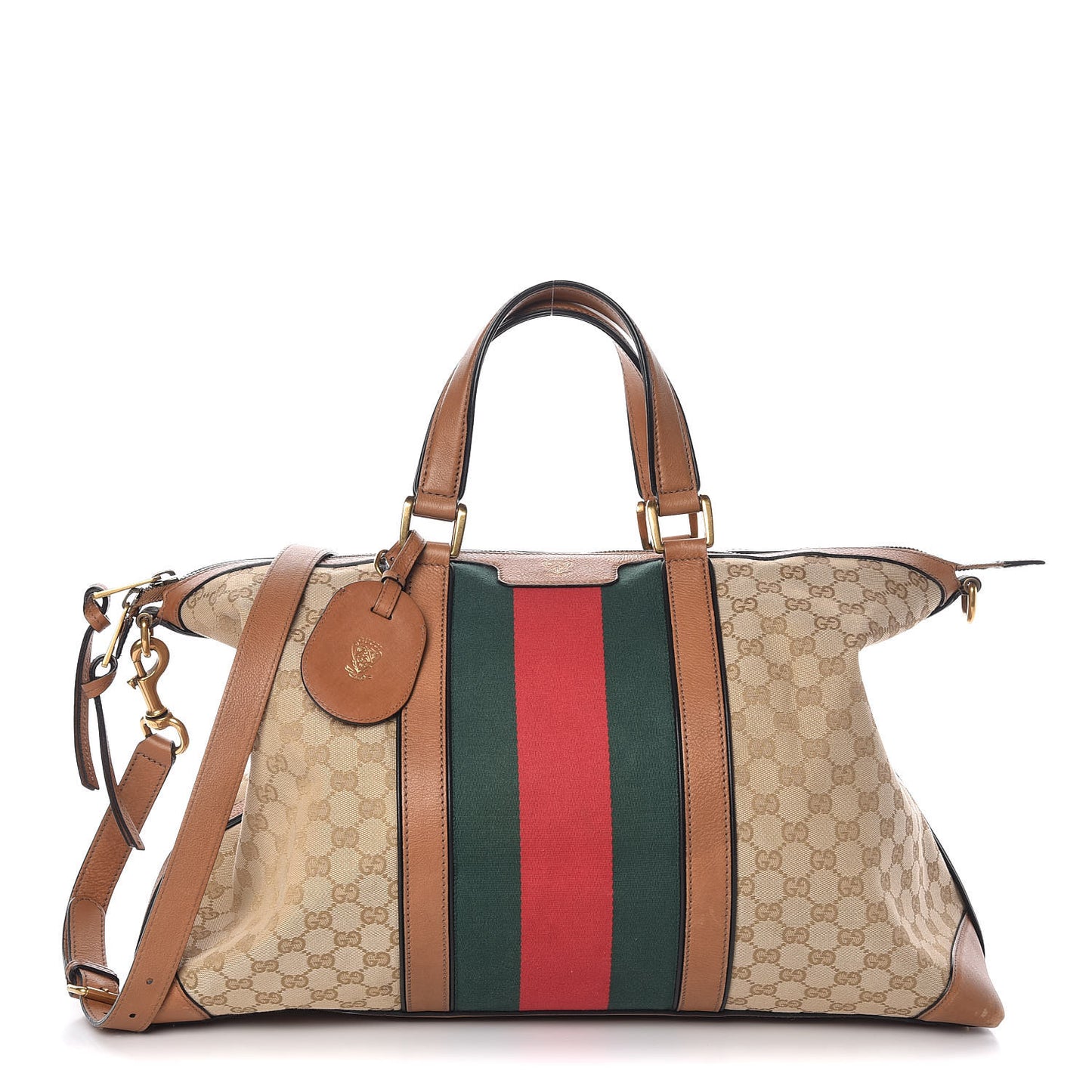 GG Monogram Web Large Rania Top Handle Bag Sand