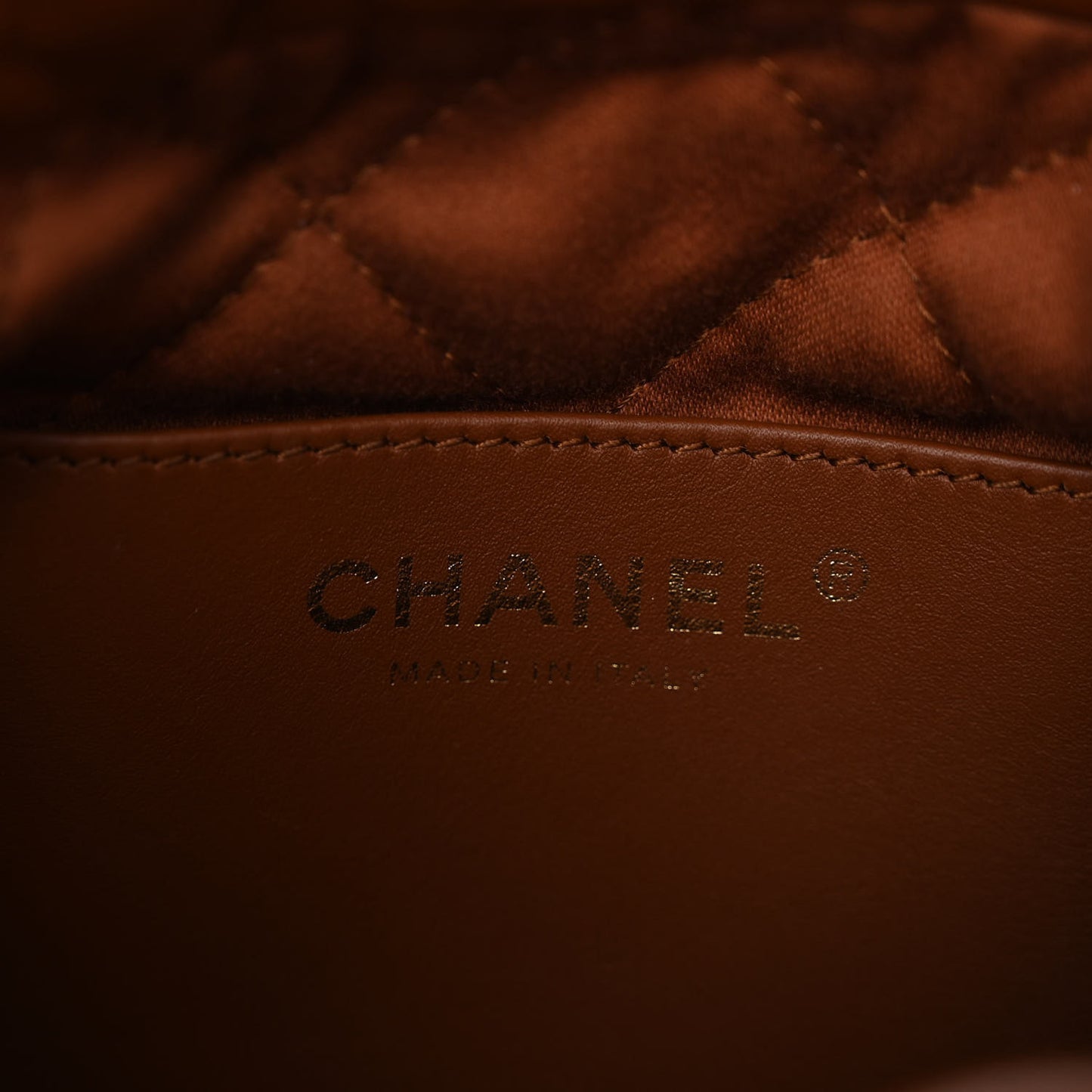 Shiny Calfskin Quilted Mini Chanel 22 Light Brown