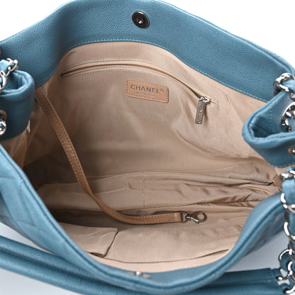 Chanel Caviar Quilted Expandable Zip Shoulder Bag Blue 5 of 10