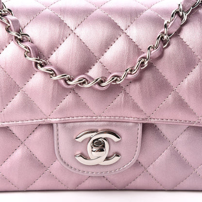Chanel Metallic Calfskin Quilted Mini Rectangular Flap Pink 8 of 10