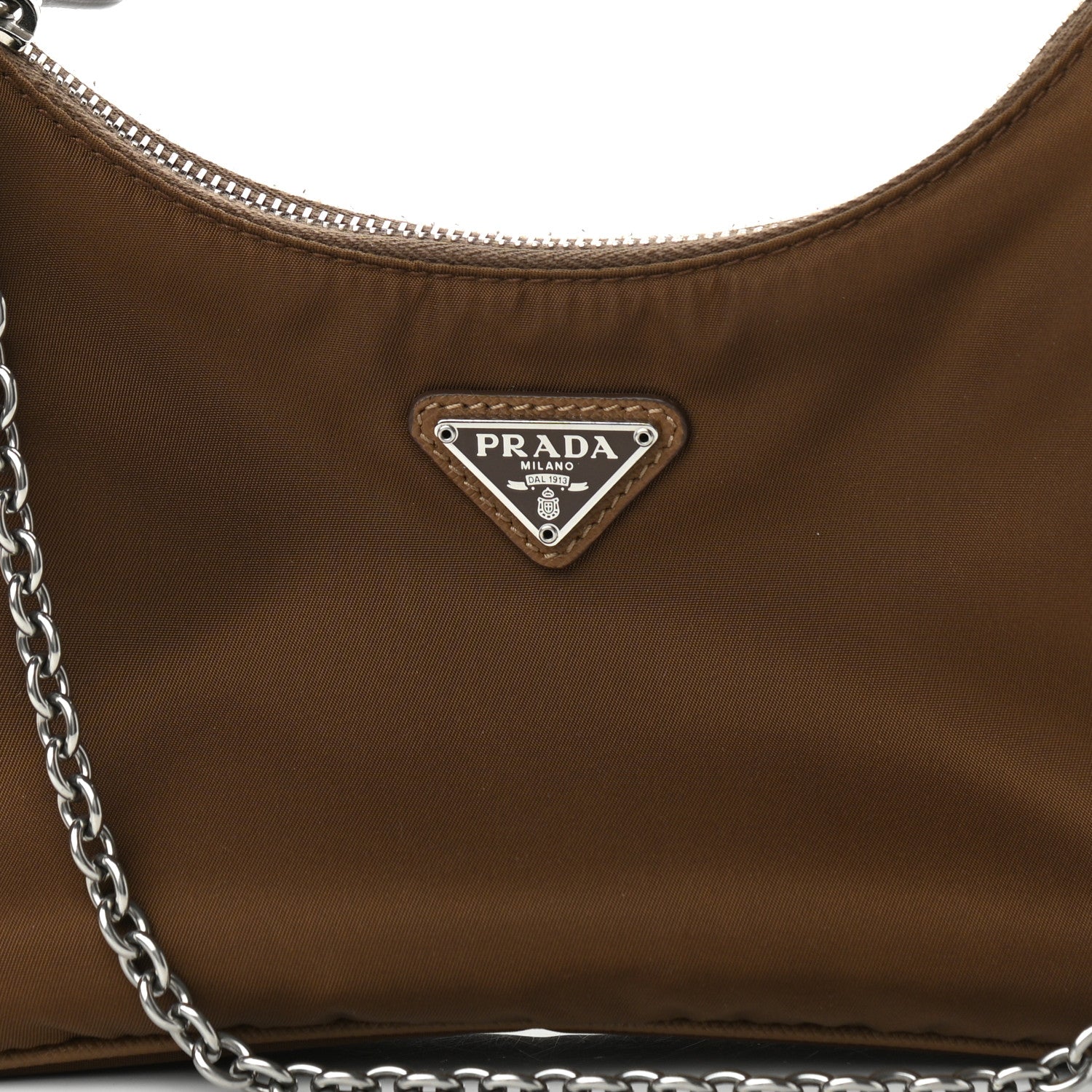 Prada Tessuto Nylon Saffiano Re-Edition 2005 Shoulder Bag Cacao 7 of 11