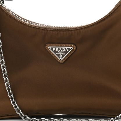 Prada Tessuto Nylon Saffiano Re-Edition 2005 Shoulder Bag Cacao 7 of 11