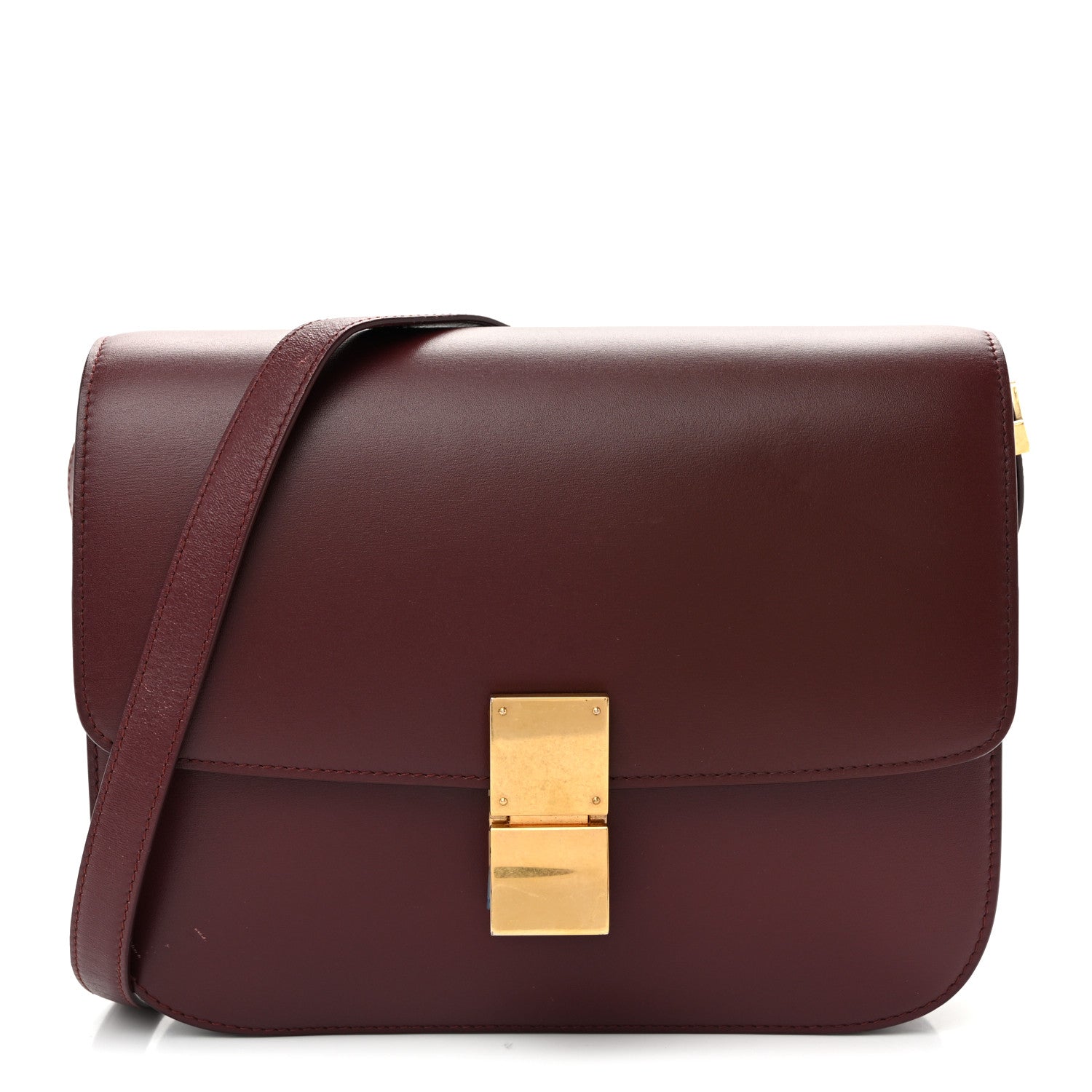 Celine Box Calfskin Medium Classic Box Flap Bag Burgundy 1 of 10