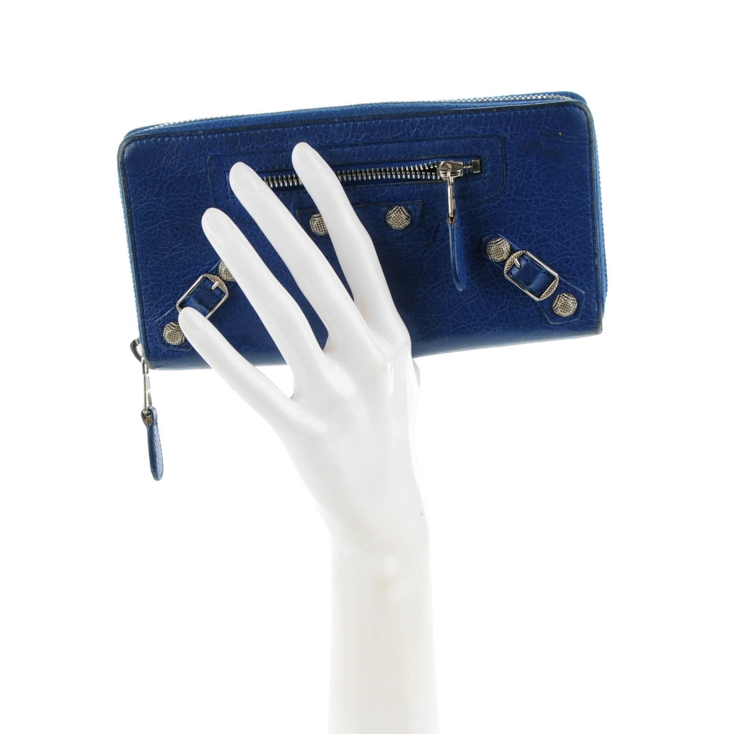 Balenciaga Agneau Giant 12 Silver Hardware Continental Zip Around Wallet Bleuette 2 of 7