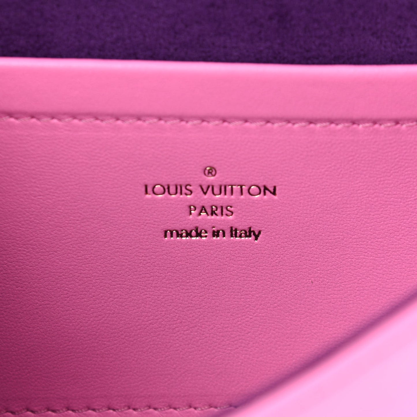 Lambskin Embossed Monogram Vuittamins Pochette Coussin Rose Violet
