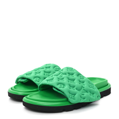 Louis Vuitton Technical Fabric Embossed Monogram Pool Pillow Comfort Mules 41 Green 3 of 12