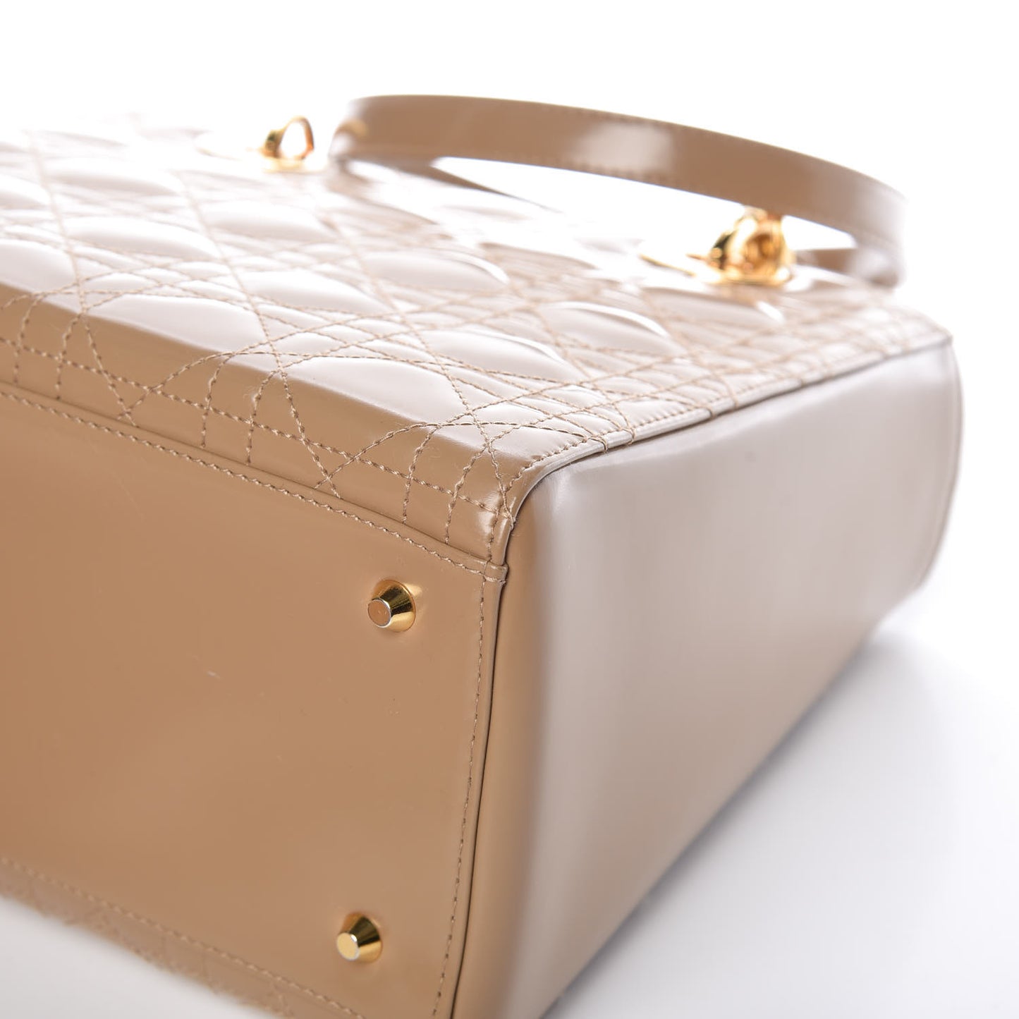 Glazed Calfskin Cannage Medium Lady Dior Beige