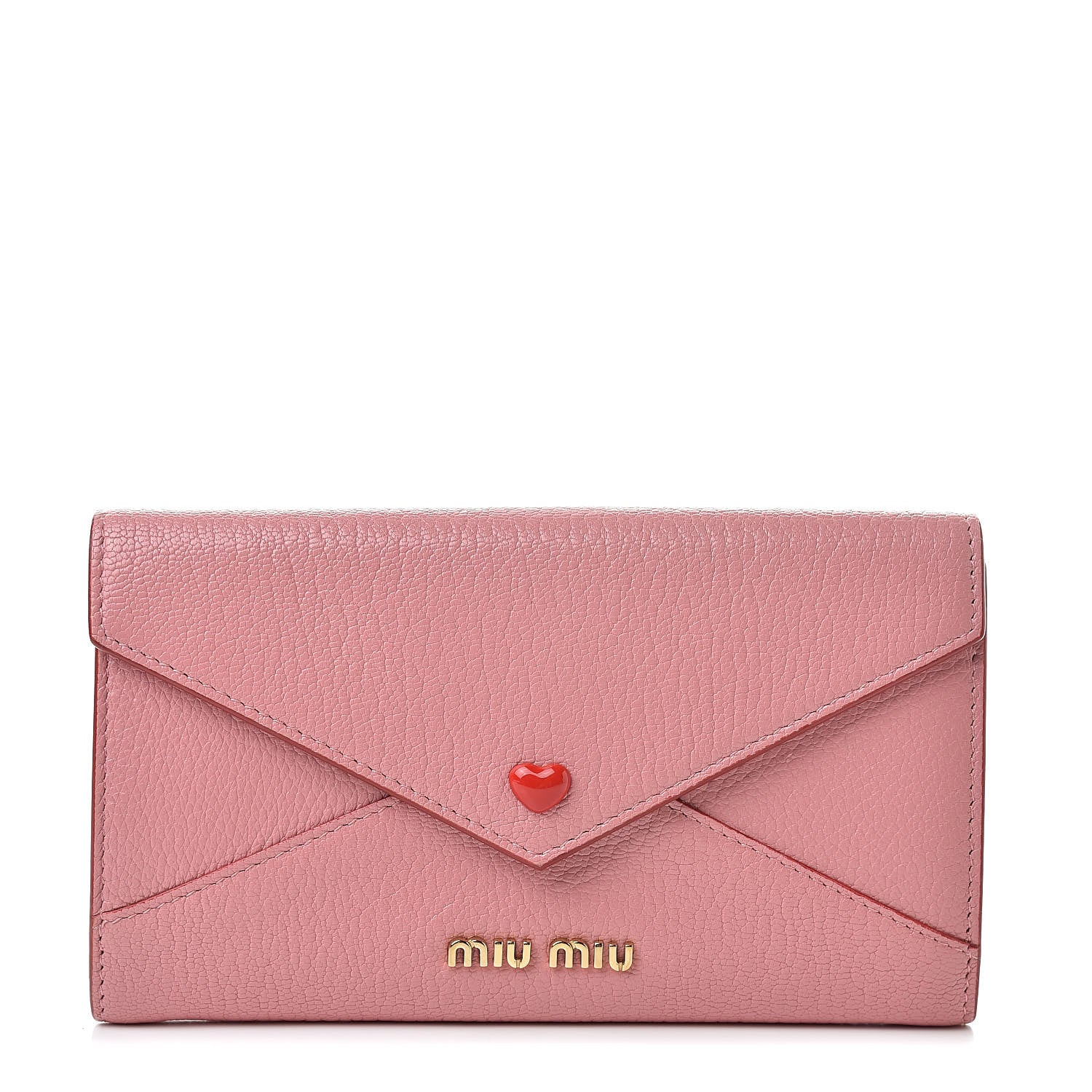 Miu Miu Goatskin Madras Love Envelope Wallet Rosa 516121