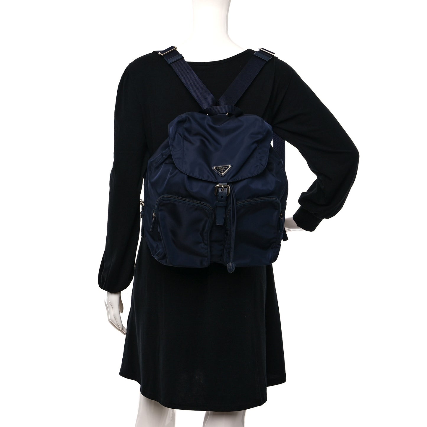 Tessuto Nylon Saffiano Vela Medium Backpack Baltico