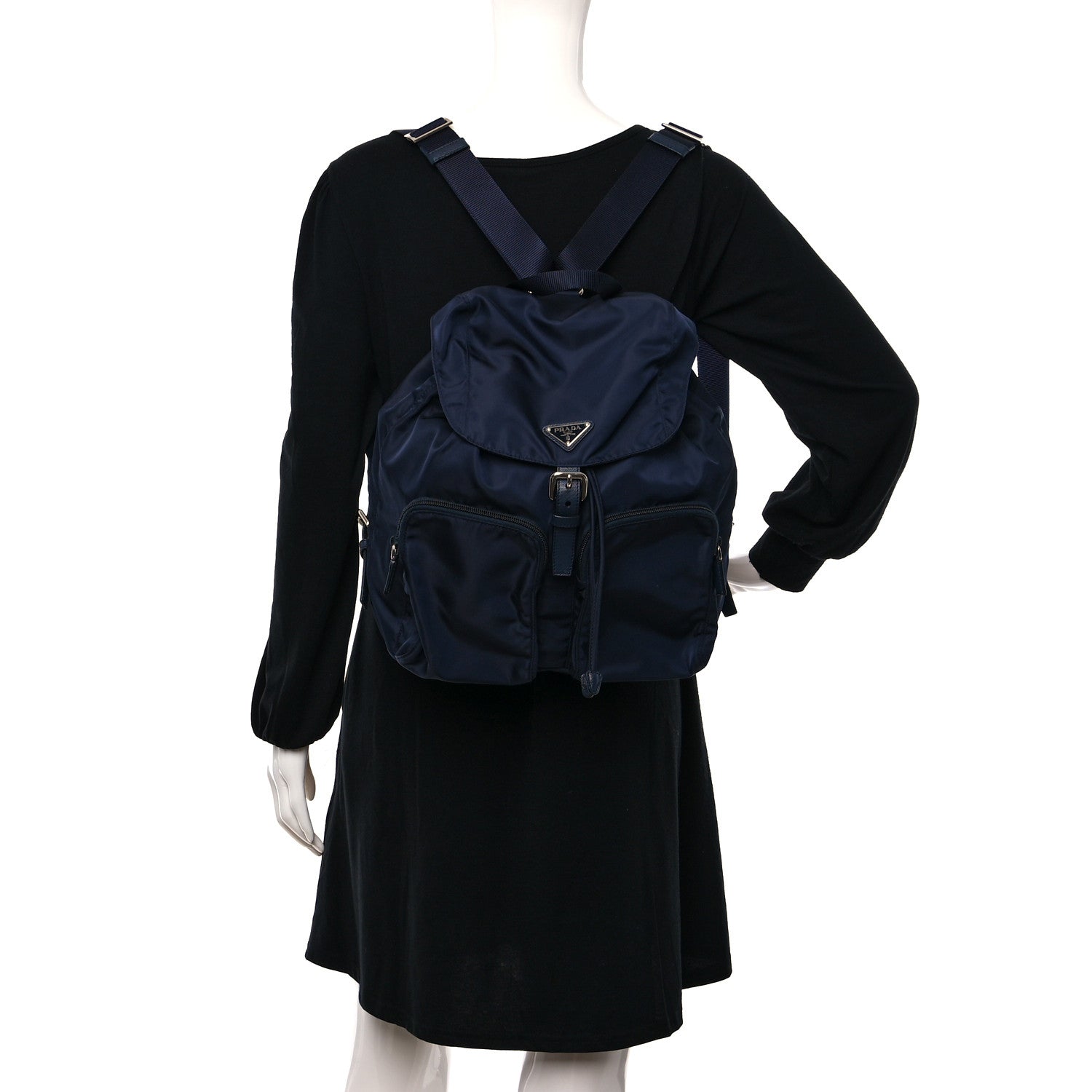 Prada Tessuto Nylon Saffiano Vela Medium Backpack Baltico 2 of 9