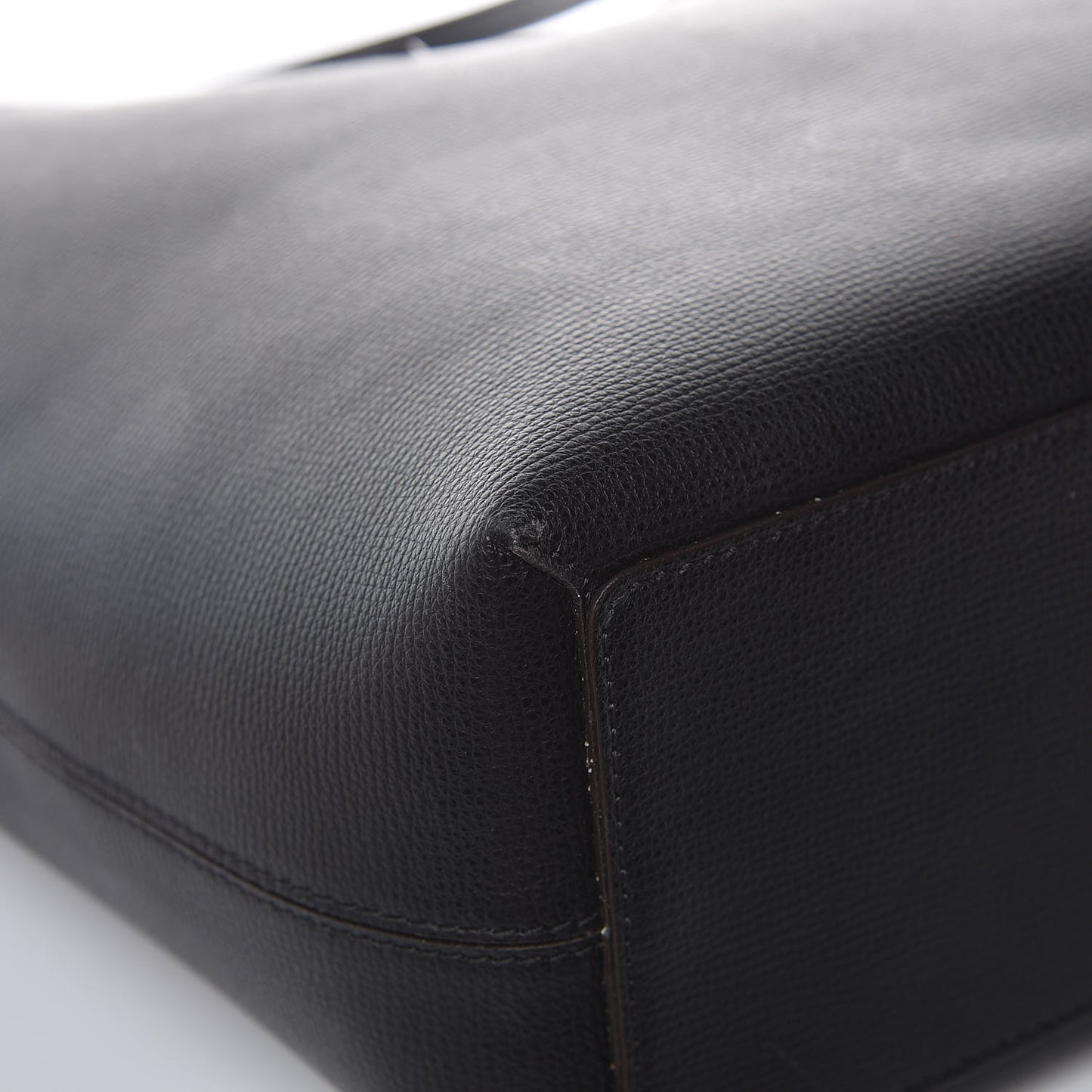Grainy Calfskin Haymarket Check Medium Reversible Tote Black