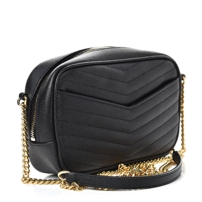 Saint Laurent Grain De Poudre Matelasse Monogram Mini Lou Camera Bag Black 3 of 10