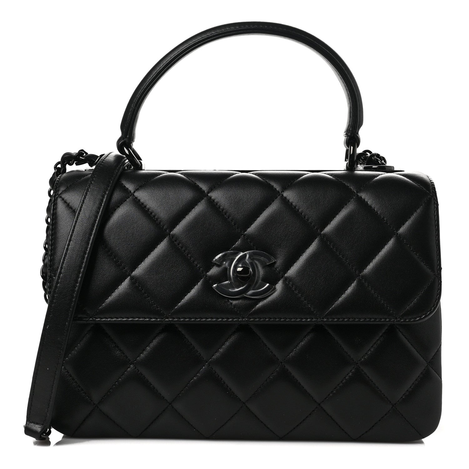 Chanel Lambskin Quilted Small Trendy CC Dual Handle Flap Bag So Black 1 of 8