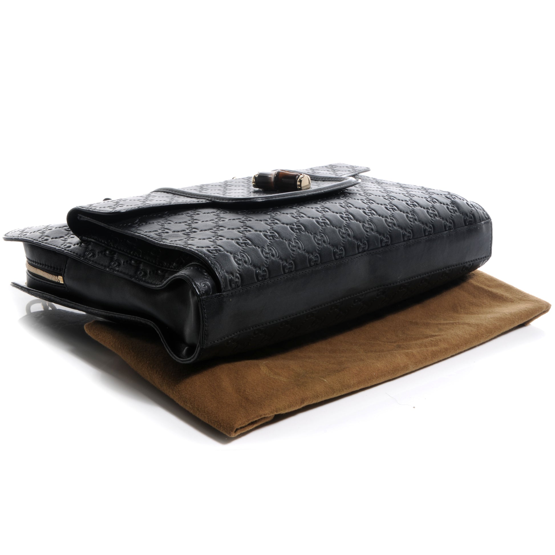 Gucci Guccissima Bamboo Messenger Bag Black 4 of 7