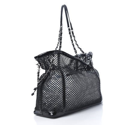 Chanel Patent Net Large La Madrague Tote Black 4 of 15
