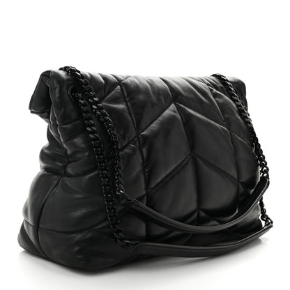 Saint Laurent Lambskin Quilted Monogram Monochrome Small Loulou Puffer Chain Satchel Black 3 of 11