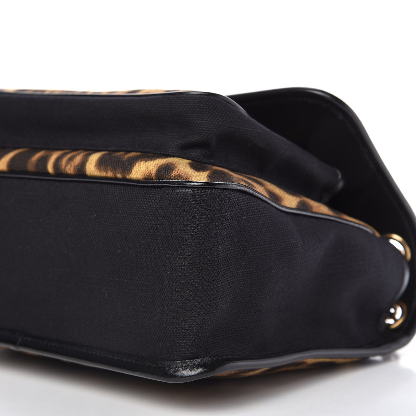Smooth Calfskin Canvas Leopard Print Medium Niki Chain Satchel Light Natural
