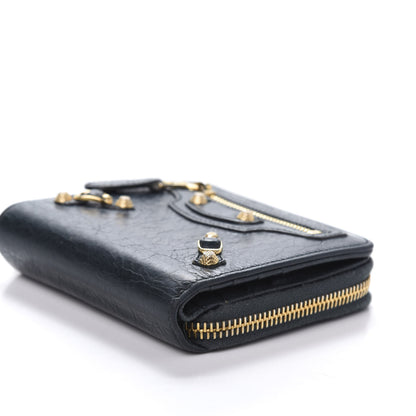 Balenciaga Agneau Giant 12 Gold Hardware Bill Fold Zip Wallet Vert Pinede 8 of 12