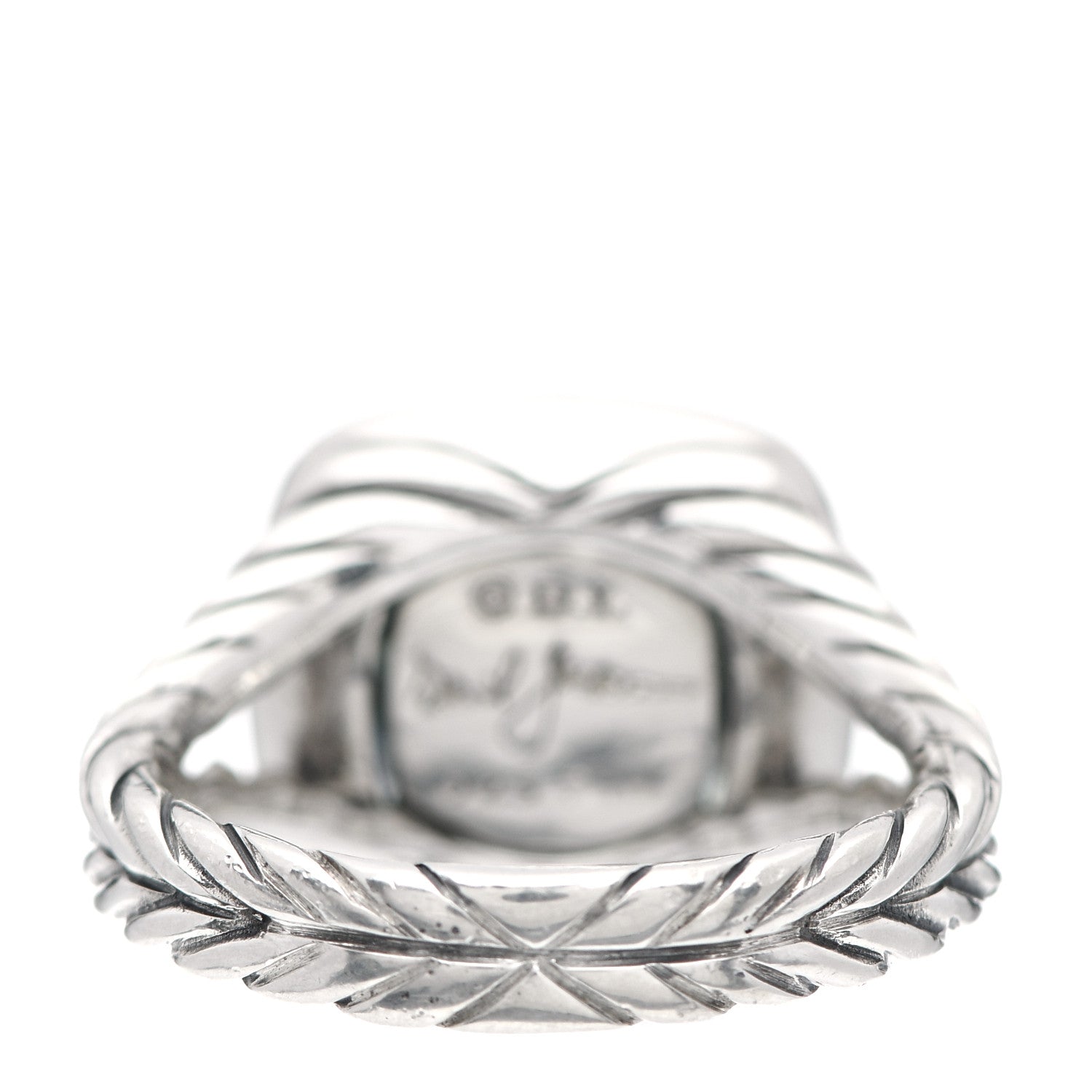 David Yurman Sterling Silver Diamond Prasiolite 11mm Albion Ring 57 8 4 of 5