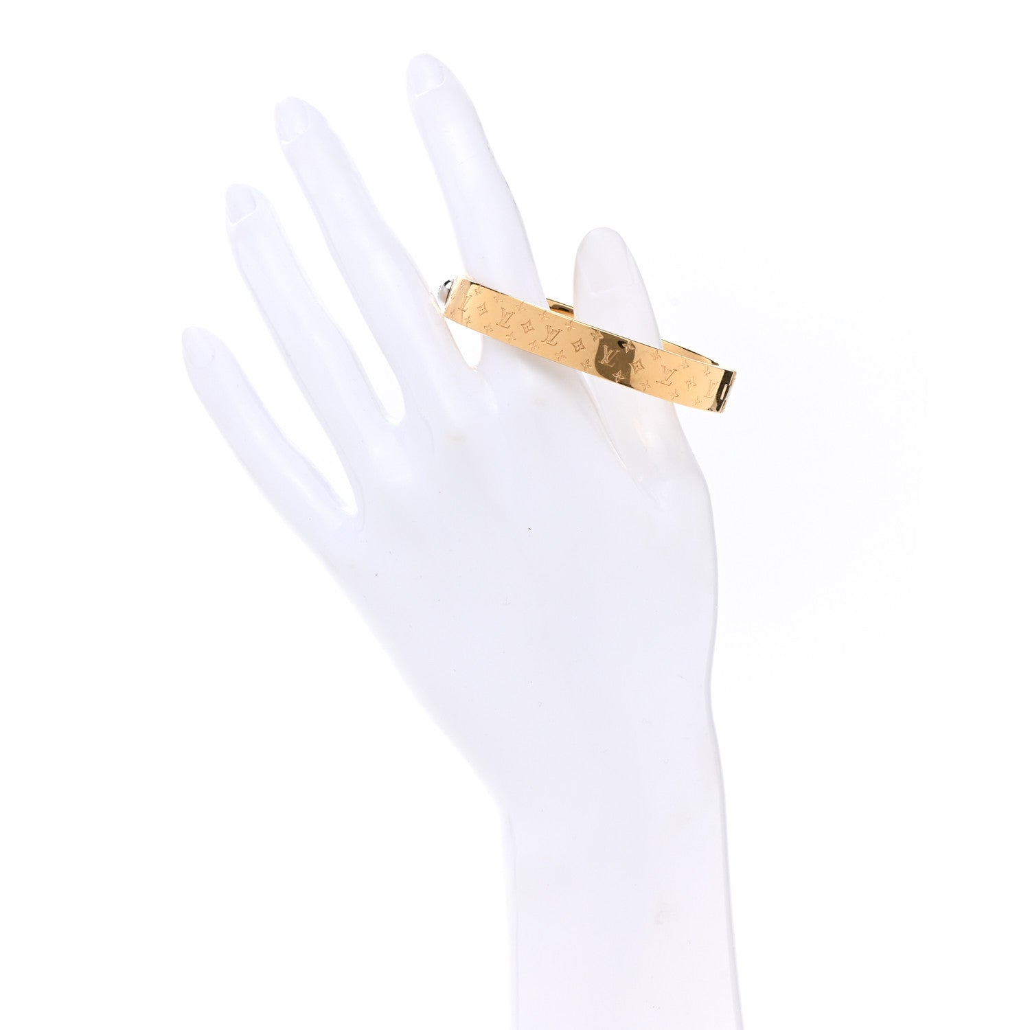 Louis Vuitton Brass Monogram Nanogram Cuff M Gold 2 of 5
